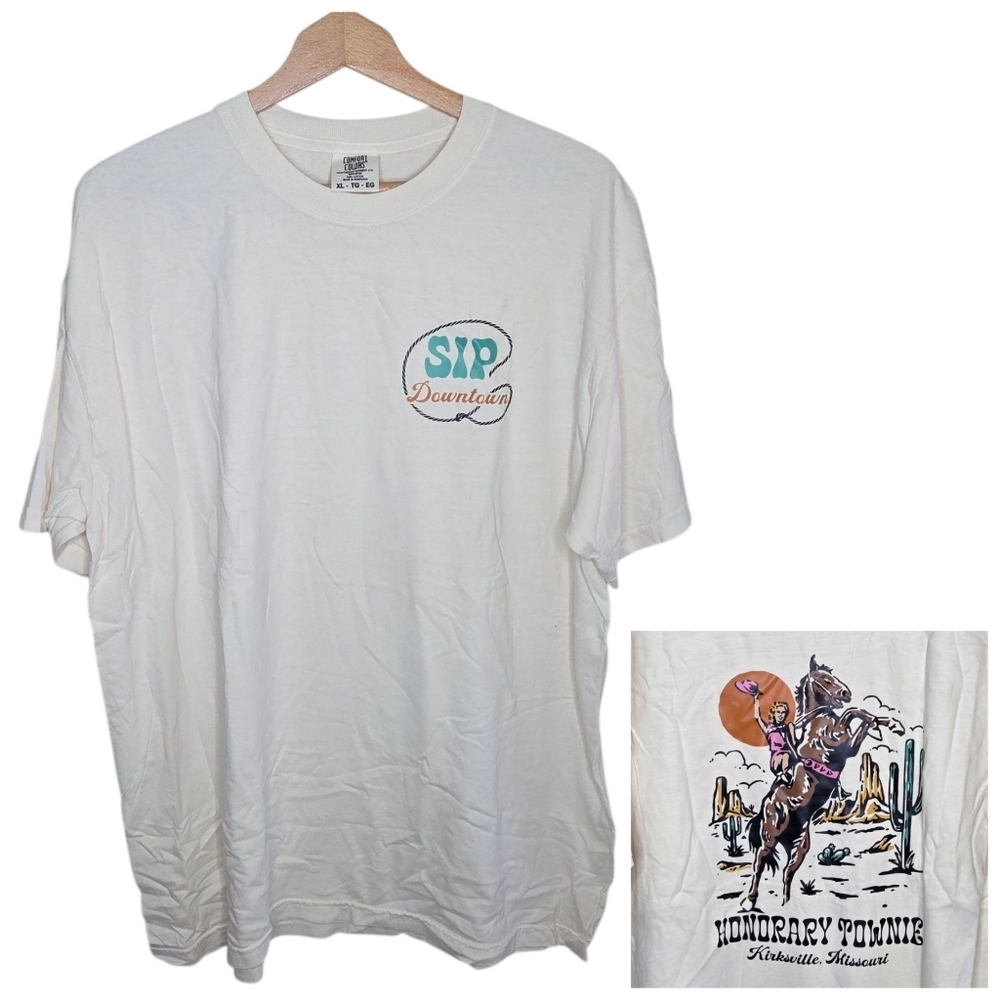 Comfort Colors Cream Short Sleeve Sip Downtown Honrary Townie Kirksville MO Tee